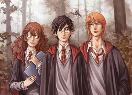 Hermione, Harry, Ron
